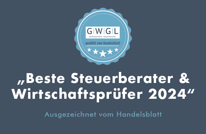 GWGL wurde vom Handelsblatt ausgezeichnet "Beste Steuerberater & Wirtschaftsprüfer 2024"